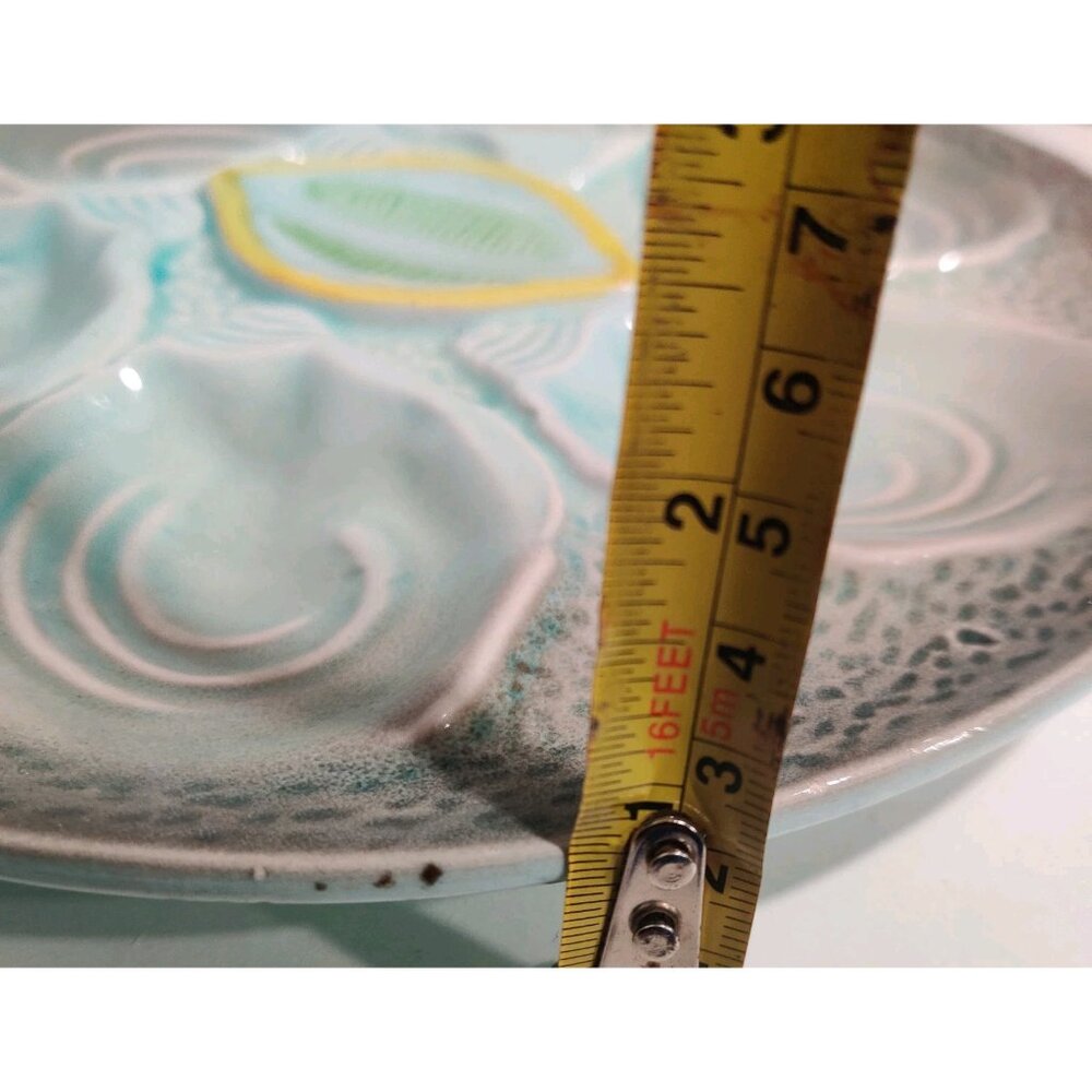 2 Vintage MCM Majolica Pottery Lemon Wedge Oyster Plates 1950-70's Japan READ - Picture 11 of 13